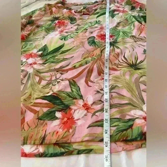 J. Jill Seashell Paradise Tunic Blouse Floral Tropical Pink Womens Small Petite - Picture 8 of 10